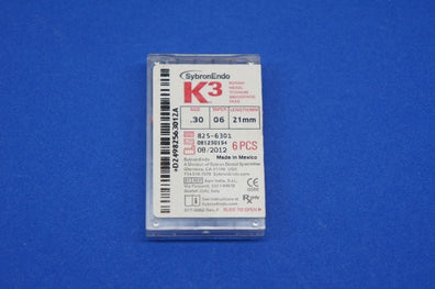 SybronEndo 825-6301 K3 Rotary Nickel Titanium Endodontic Files 0.30 ~ Box of 6